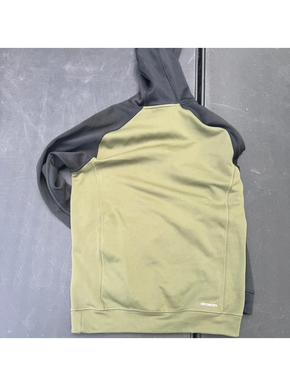 Adidas Climawarm Hooded Sweatshirt in Olive Green and Black, Size Medium